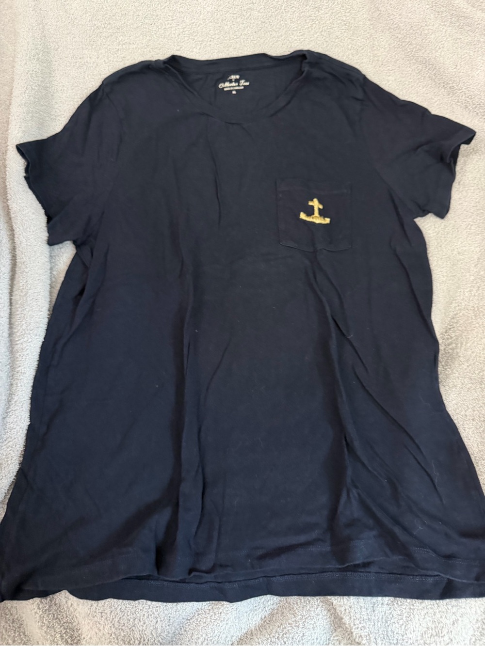 J. Crew Navy Short-Sleeve Pocket Tee with Gold Anchor collector t shirt xl
